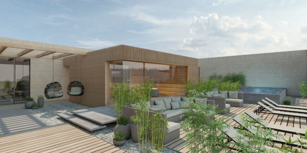 Saunagarten, Lounge und Außenliegebereich der Adelindis Therme.