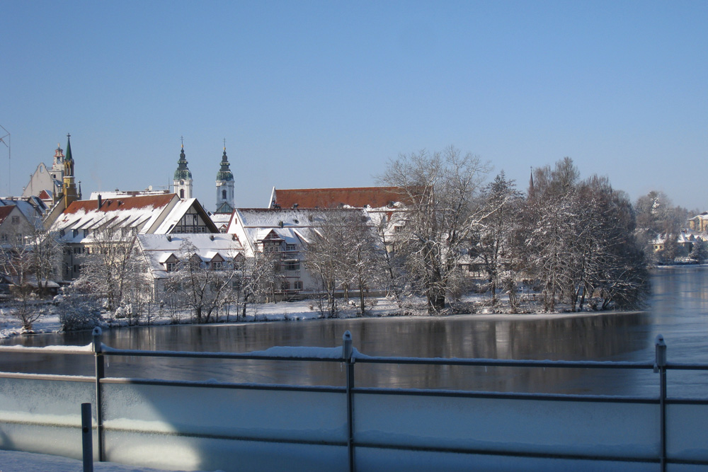 Stadtansicht vom Kurort Bad Waldsee in Oberschwaben im Winter