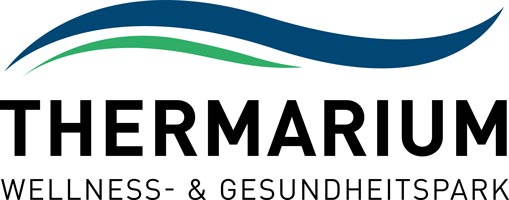 Logo mit blauer und grüner Welle über dem Wort 